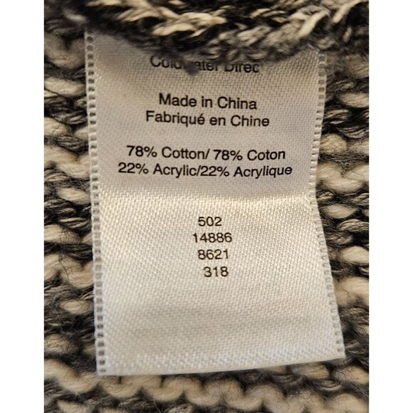 Coldwater Creek Woman SZ PM Varied Stripe Chunky Knit Sweater Tunic Grey & Whit - Picture 5 of 6